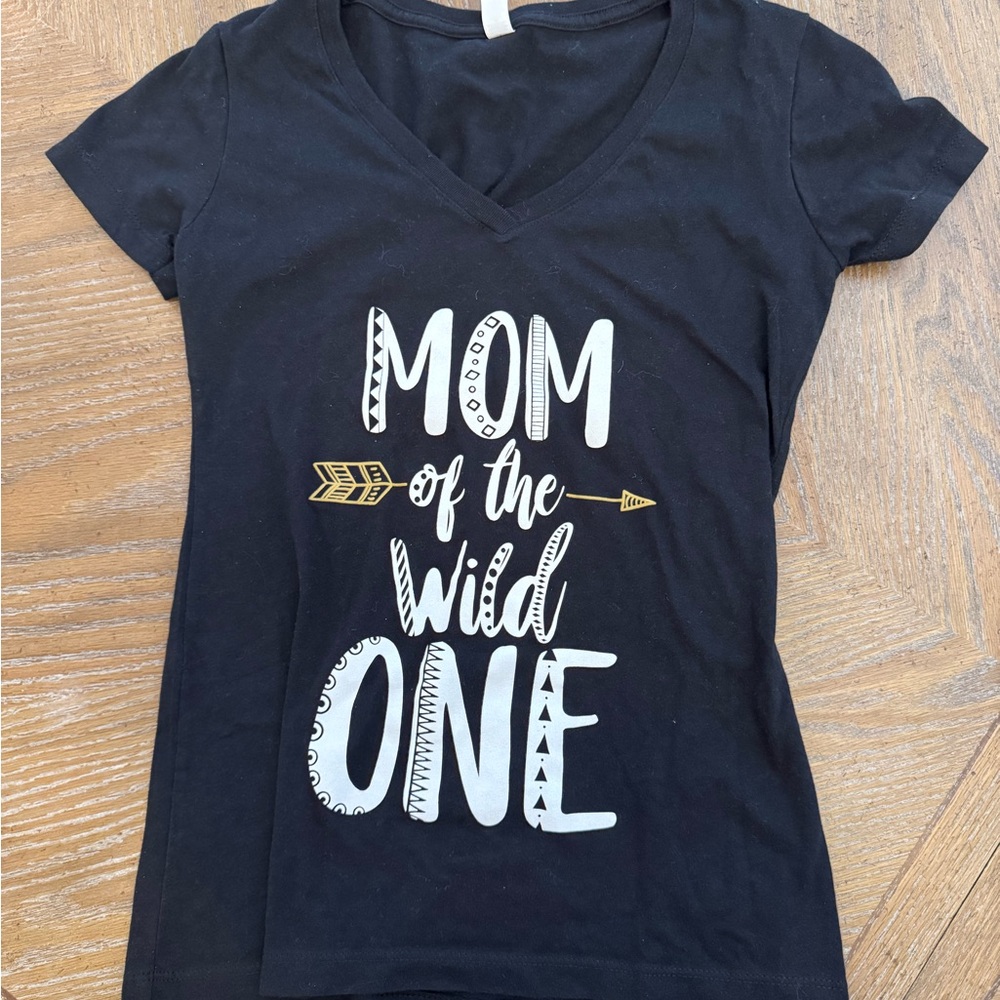 Black 'Mom of the Wild One' womens T-Shirt